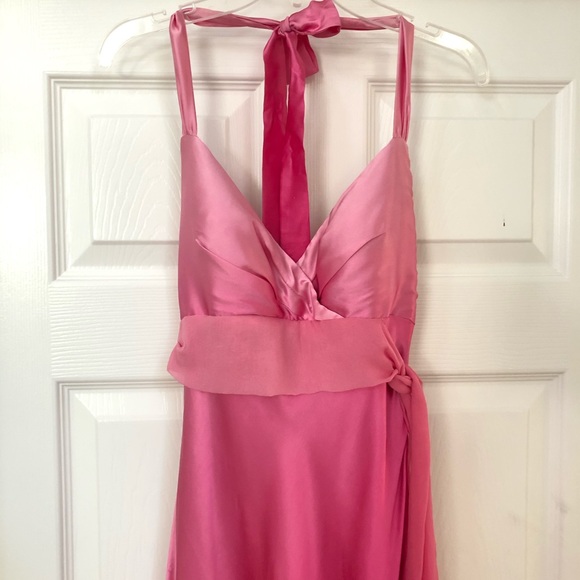 Cache Pink Ombré Satin Silk Halter Gown Dress - Picture 3 of 16